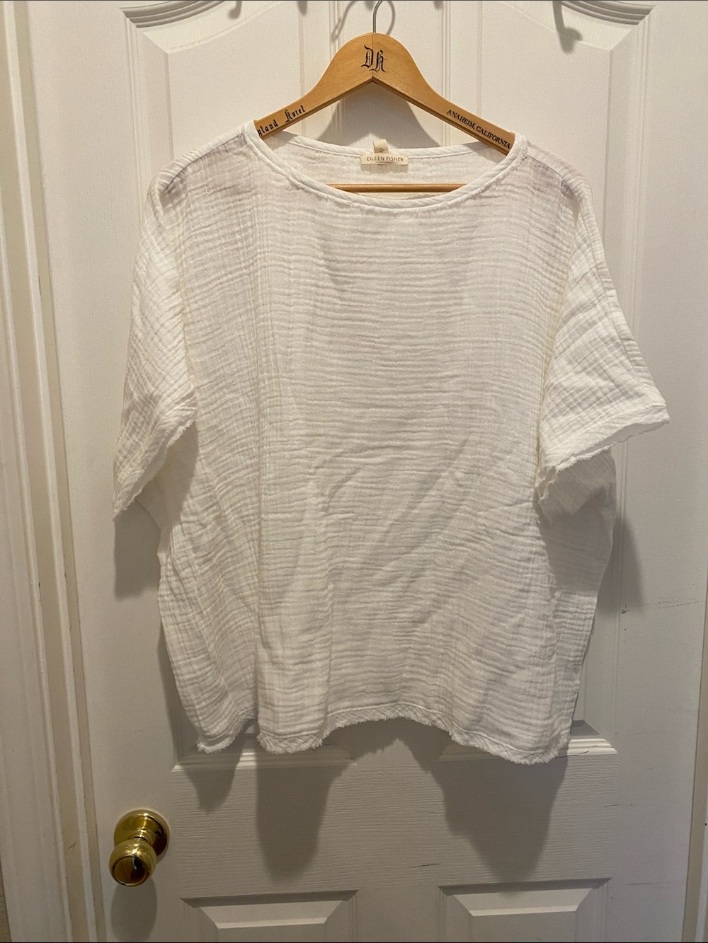 Eileen Fisher white gauze top-xl